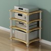 Support Audio À 4 Niveaux for Composants Audio/vidéo avec Étagère en Bois, Support TV De Jeu Et Tour Audio Stéréo 23,6 X 18,9