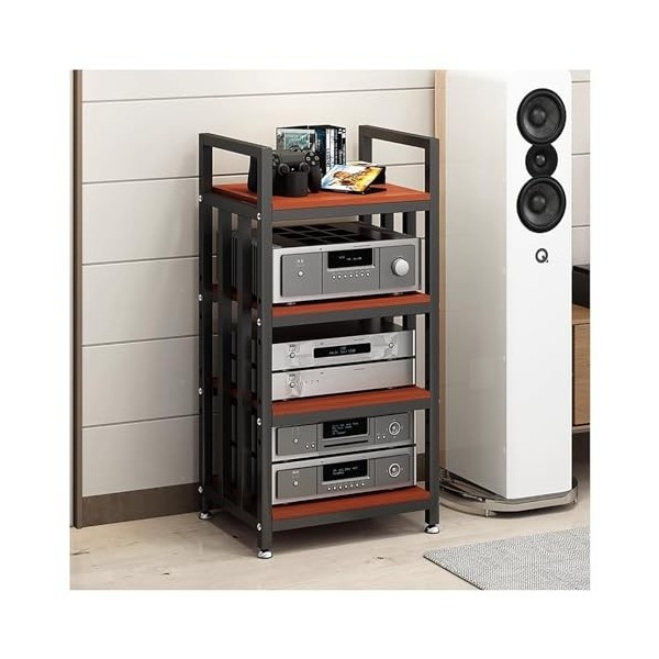 HONGKE SPORTING Media Storage Rack CD Rack, 4 Shelf Audio Video Media Rack Cabinet with Height Adjustable, Modern AV Cabinet 