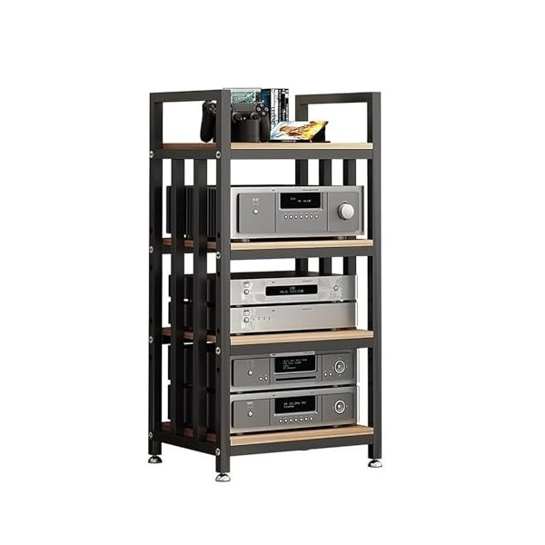 HONGKE SPORTING Media Storage Rack CD Rack, 4 Shelf Audio Video Media Rack Cabinet with Height Adjustable, Modern AV Cabinet 