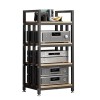 HONGKE SPORTING Media Storage Rack CD Rack, 4 Shelf Audio Video Media Rack Cabinet with Height Adjustable, Modern AV Cabinet 