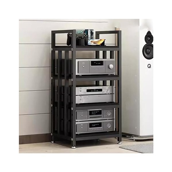 HONGKE SPORTING Media Storage Rack CD Rack, 4 Shelf Audio Video Media Rack Cabinet with Height Adjustable, Modern AV Cabinet 
