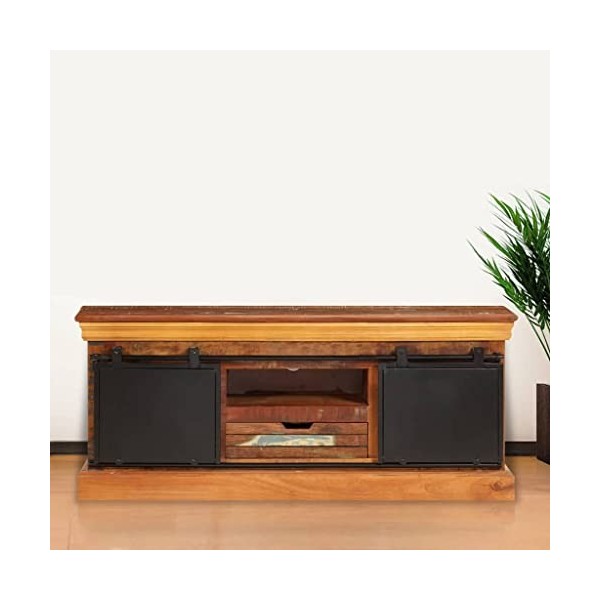 lvssiao Meuble de salon en bois massif recyclé 110 x 30 x 45 cm Meuble TV en bois pour salon chambre à manger