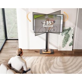 FITUEYES Support TV Pied avec Piédestal en Verre Trempé Pied TV Pivotant pour Téléviseur de 19-43 Pouce Ecran LED LCD Plasma 