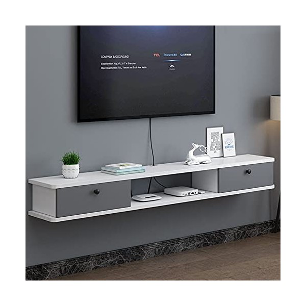 JUNNIU Console multimédia Murale avec 2 Portes, Meuble TV pour Centre de Divertissement Flottant, Support pour décodeur, Asse