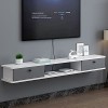 JUNNIU Console multimédia Murale avec 2 Portes, Meuble TV pour Centre de Divertissement Flottant, Support pour décodeur, Asse