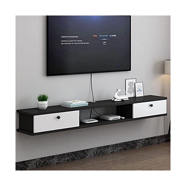 JUNNIU Console multimédia Murale avec 2 Portes, Meuble TV pour Centre de Divertissement Flottant, Support pour décodeur, Asse