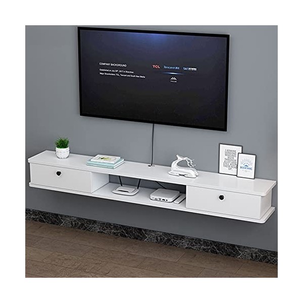 JUNNIU Console multimédia Murale avec 2 Portes, Meuble TV pour Centre de Divertissement Flottant, Support pour décodeur, Asse