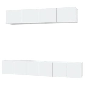 ECLAY Meuble TV 5 pièces en bois blanc brillant pour centres de divertissement et meubles TV