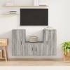 WOODEY Meuble TV 3 pièces Gris Sonoma Meuble en bois dingénierie