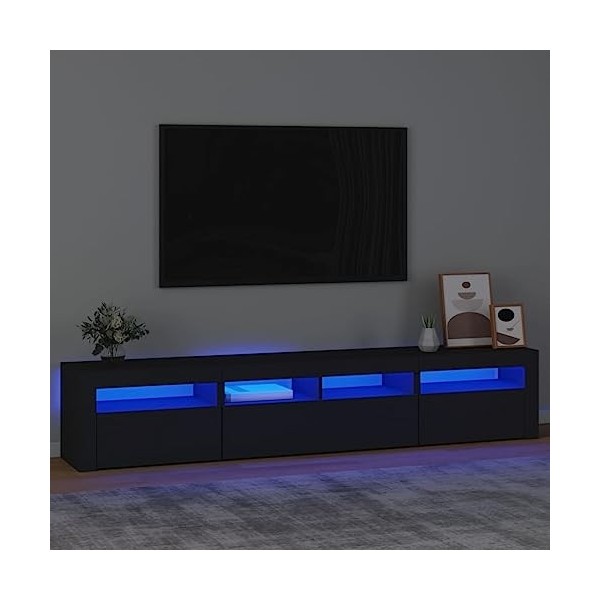 TEKEET Centres de divertissement et meubles TV - Meuble TV avec lumières LED - Noir - 210 x 35 x 40 cm - Meuble