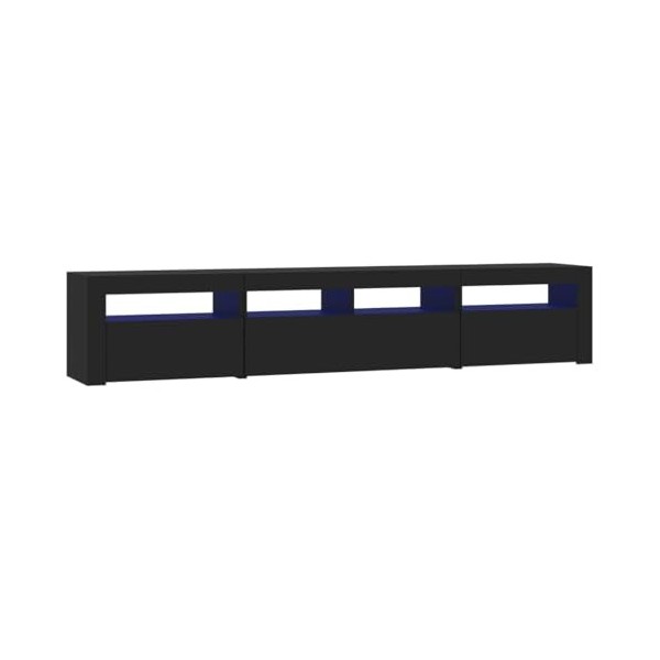 TEKEET Centres de divertissement et meubles TV - Meuble TV avec lumières LED - Noir - 210 x 35 x 40 cm - Meuble