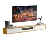 Meuble TV Mural 47,2/55,1 Pouces Console Média Murale avec Portes Coulissantes, Meuble TV Flottant Rustique, Étagère de Range