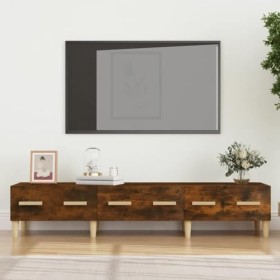 Meuble TV Chêne fumé 150x34,5x30 cm Bois dingénierie