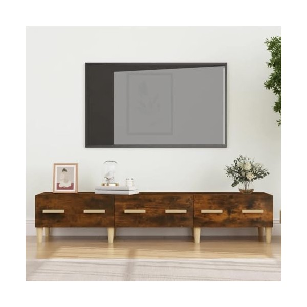 Meuble TV Chêne fumé 150x34,5x30 cm Bois dingénierie