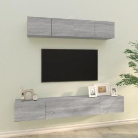 TEKEET Ensemble de 4 meubles TV et centres de divertissement - Gris Sonoma - Bois dingénierie