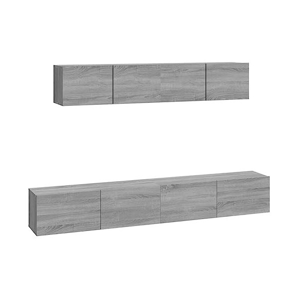 TEKEET Ensemble de 4 meubles TV et centres de divertissement - Gris Sonoma - Bois dingénierie