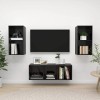 SMTSEC Meuble TV 3 pièces en bois noir brillant