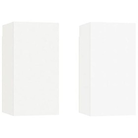 JUNZAI Meubles TV 2 pcs Blanc 30,5x30x60 cm Aggloméré,Meuble TV,Meuble TV Moderne,Meuble de Salon