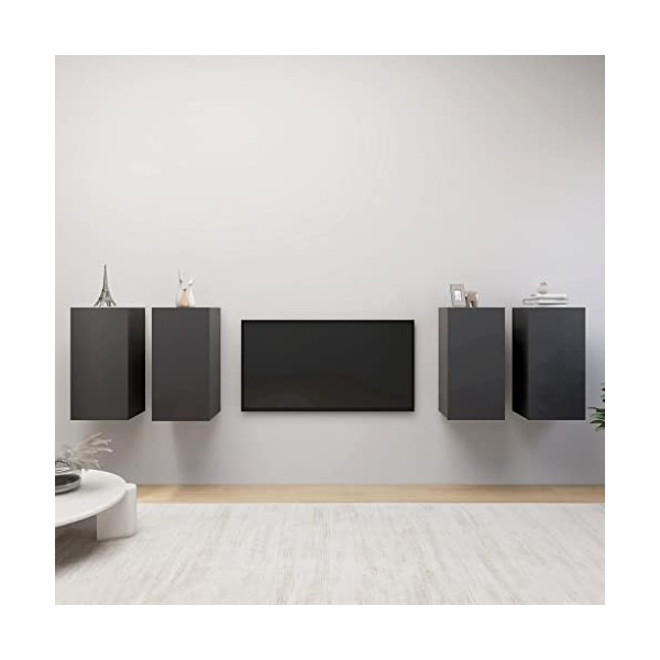 SMTSEC Meuble TV 4 pièces Gris 30,5 x 30 x 60 cm Bois dingénierie