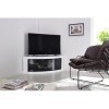 Homeology Meuble TV d’angle incurvé Pangea Beam-thru 81,3&nbsp;-&nbsp;139,7&nbsp;cm blanc