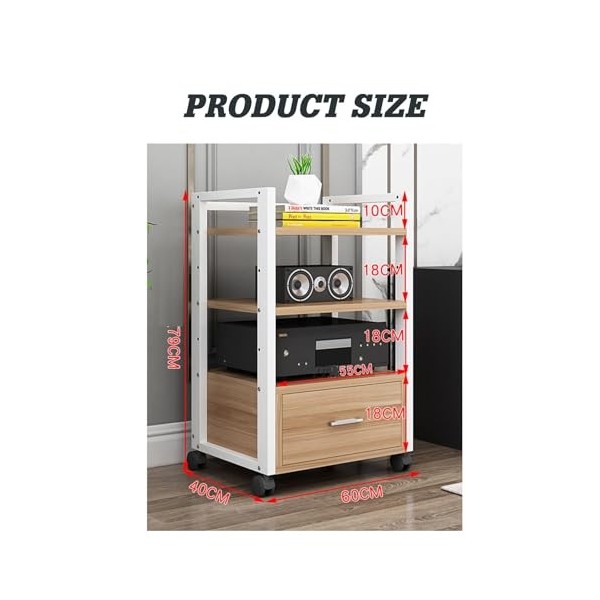 BZJPRFC Armoire Multimédia AV À 3 Niveaux, Meuble TV De Jeu Et Tour Audio Stéréo avec Support en Bois Réglable en Hauteur for