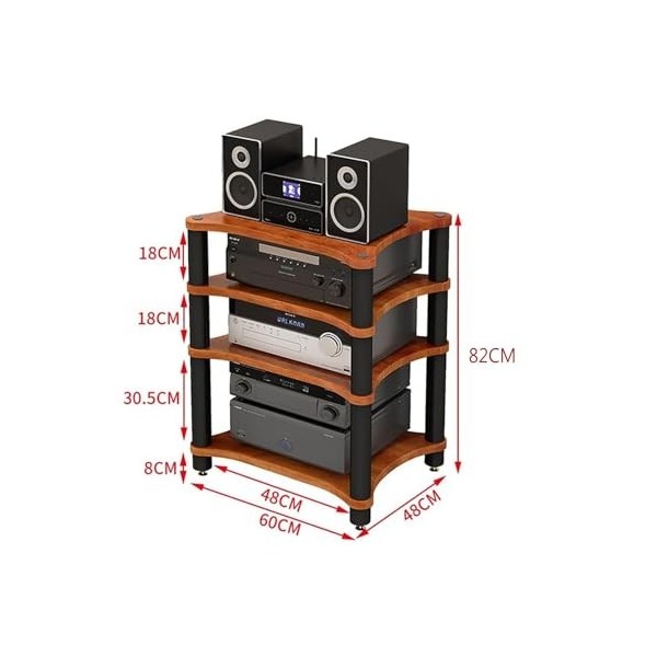 HOFSSI Armoire De Composants Audio/vidéo À 4 Niveaux for Boîtiers De Câbles, Lecteurs DVD, Appareils De Streaming, Récepteurs