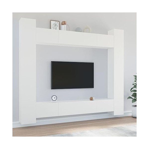 Ensemble de Meubles TV 8 pcs Blanc Bois dingénierie - Meuble télé, Meuble TV Industriel, Meuble Chambre, Convient pour Salon