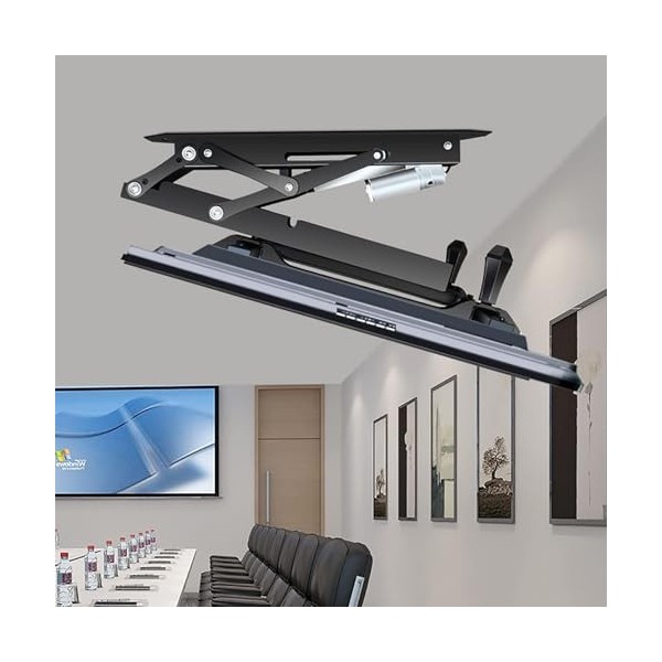 Support De Télévision Motorisé Au Plafond, Adjustable Electric TV Mount with Remote Control, Hidden Drop Down TV Lift, Telesc