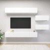 Meuble TV Mural avec Compartiments 6pcs, Meuble de Rangement TV Table pour Salon, Moderne, Blanc