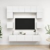 Camerina Ensemble de Meuble TV 8 pcs Blanc Brillant Aggloméré,Table TV,Ensemble Meuble TV,Meuble TV