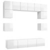 Camerina Ensemble de Meuble TV 8 pcs Blanc Brillant Aggloméré,Table TV,Ensemble Meuble TV,Meuble Tv695