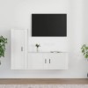 Meuble TV 2 pièces en bois blanc brillant