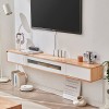 Meuble TV Mural Meuble TV Flottant - Console Média Murale pour Centre De Divertissement Avec 2 Tiroirs De Rangement, Meuble T