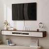Meuble TV Mural Meuble TV Flottant - Console Média Murale pour Centre De Divertissement Avec 2 Tiroirs De Rangement, Meuble T