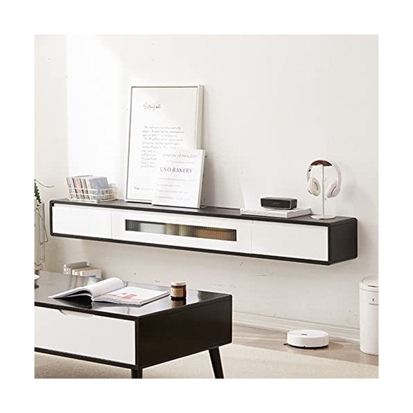 Meuble TV Mural Meuble TV Flottant - Console Média Murale pour Centre De Divertissement Avec 2 Tiroirs De Rangement, Meuble T