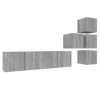WOODEY Meuble TV 6 pièces Gris Sonoma Meuble en bois dingénierie