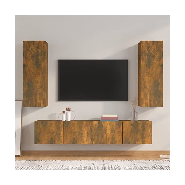 Home Hardware Businese Meuble TV 4 pièces en chêne fumé