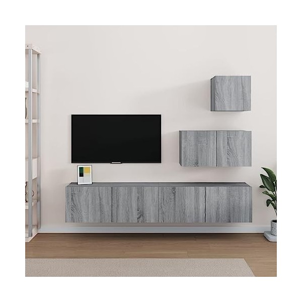 Home Hardware Businese Meuble TV 4 pièces en bois Sonoma Gris