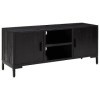 RAUGAJ Home Hardware Businese Meuble TV en pin massif Noir 110 x 35 x 48 cm