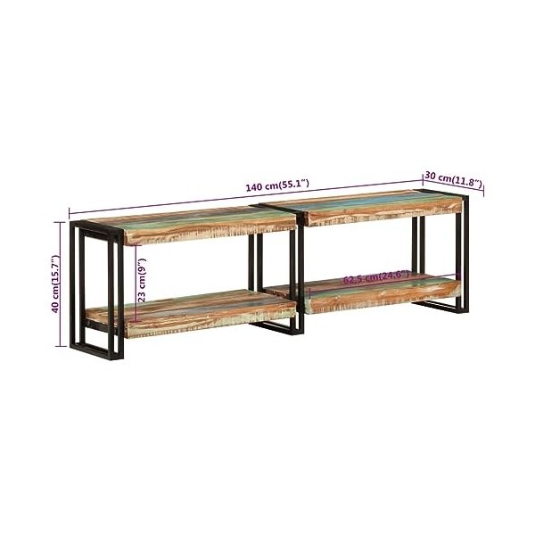 MATTUI Home Hardware Businese Meuble TV en bois massif recyclé 140 x 30 x 40 cm