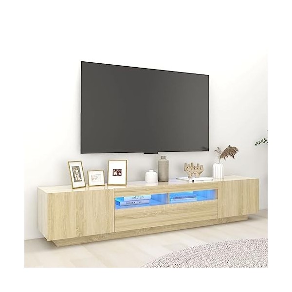 TALCUS Home Hardware Businese Meuble TV avec lumières LED Chêne Sonoma 200 x 35 x 40 cm