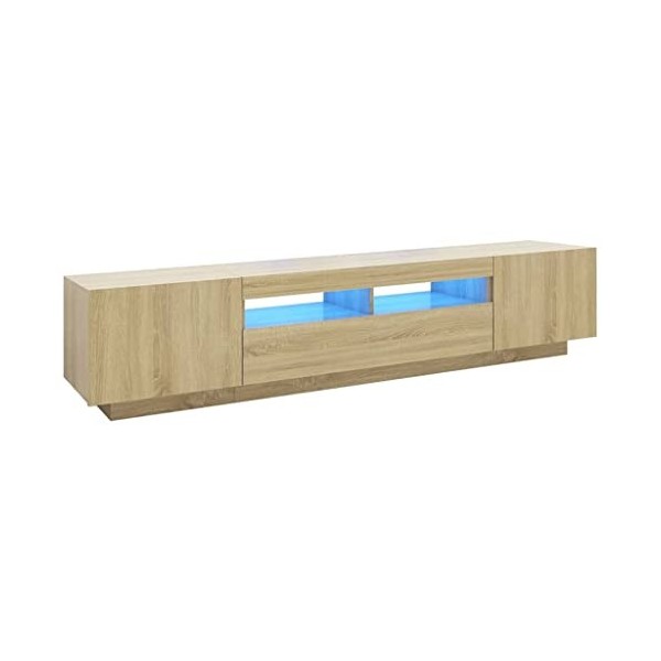 TALCUS Home Hardware Businese Meuble TV avec lumières LED Chêne Sonoma 200 x 35 x 40 cm