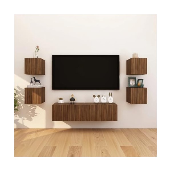 WOODEY Home Hardware Businese Meuble TV mural 8 pièces Chêne marron 30,5 x 30 x 30 cm