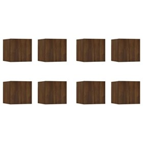 WOODEY Home Hardware Businese Meuble TV mural 8 pièces Chêne marron 30,5 x 30 x 30 cm