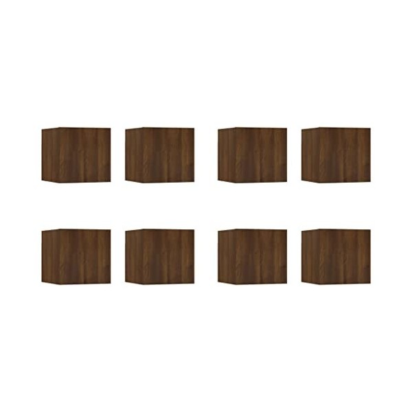 WOODEY Home Hardware Businese Meuble TV mural 8 pièces Chêne marron 30,5 x 30 x 30 cm