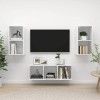 GANDUS Meuble TV 3 pièces en bois blanc brillant
