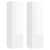 TEKEET Lot de 2 meubles TV en bois blanc brillant 30,5 x 30 x 110 cm