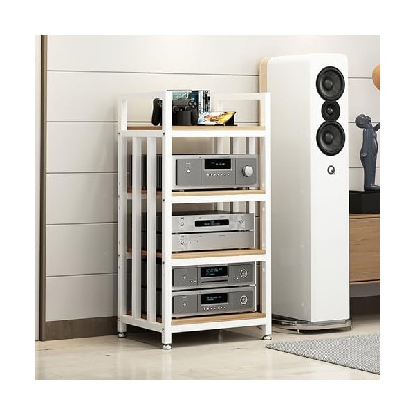 HOFSSI Armoire multimédia AV à 4 Niveaux, Meuble TV de Jeu et Tour Audio stéréo avec étagère en Bois réglable en Hauteur, éta