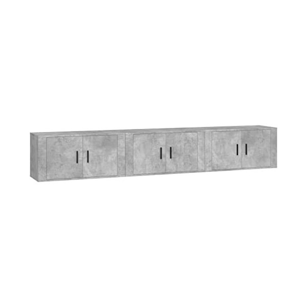 CUTSKY Meuble TV mural 3 pièces Gris béton 80 x 34,5 x 40 cm