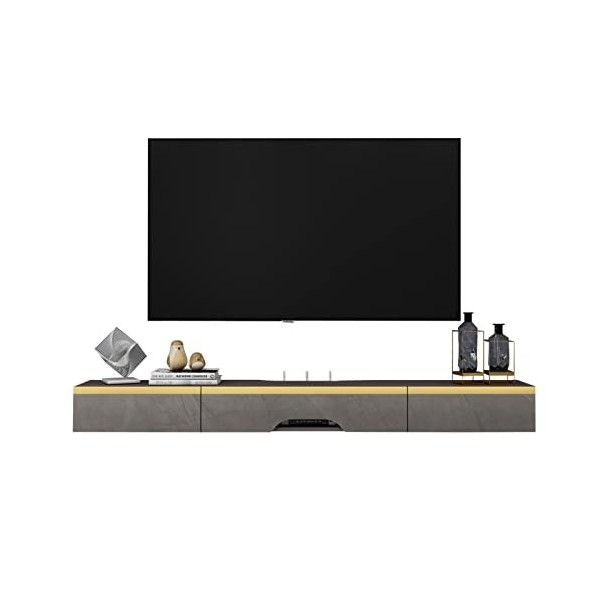 Meuble TV flottant Meuble TV flottant, meuble TV mural, étagères flottantes avec tiroir, centre de console multimédia de dive